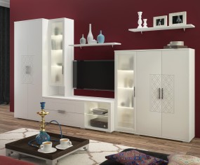 «Тиффани» модульная стенка Белый глянец в гостиную «Тиффани» модульная стенка Белый глянец в гостиную