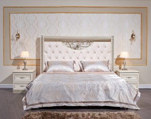 «Берта» (белый жемчуг) Двуспальная кровать с подъемным мех-мом 180х200
