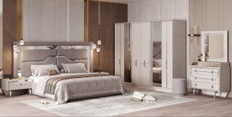 «Стиль» Модульный спальный гарнитур (белый+серебро) «Стиль» Модульный спальный гарнитур (белый+серебро)