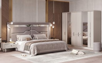 «Стиль» Модульный спальный гарнитур (белый+серебро) «Стиль» Модульный спальный гарнитур (белый+серебро)