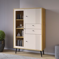 «Вега Саксония» Шкаф низкий (1 стеклодверь) Миндаль «Вега Саксония» Шкаф низкий (1 стеклодверь) Миндаль