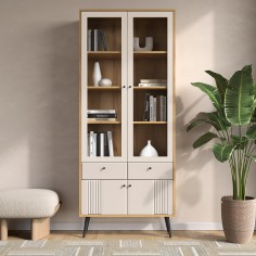 «Вега Саксония» Шкаф-витрина двухдверная Миндаль «Вега Саксония» Шкаф-витрина двухдверная Миндаль