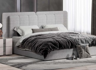 «Леонардо» Кровать двуспальная (Шенил букле серый) с ортопедическим основанием (малое и большое изголовье) «Леонардо» Кровать двуспальная (Шенил букле серый) с ортопедическим основанием (малое и большое изголовье)