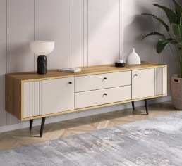 «Вега Саксония» Тумба под ТВ 1700 с ящиками Миндаль на ножках