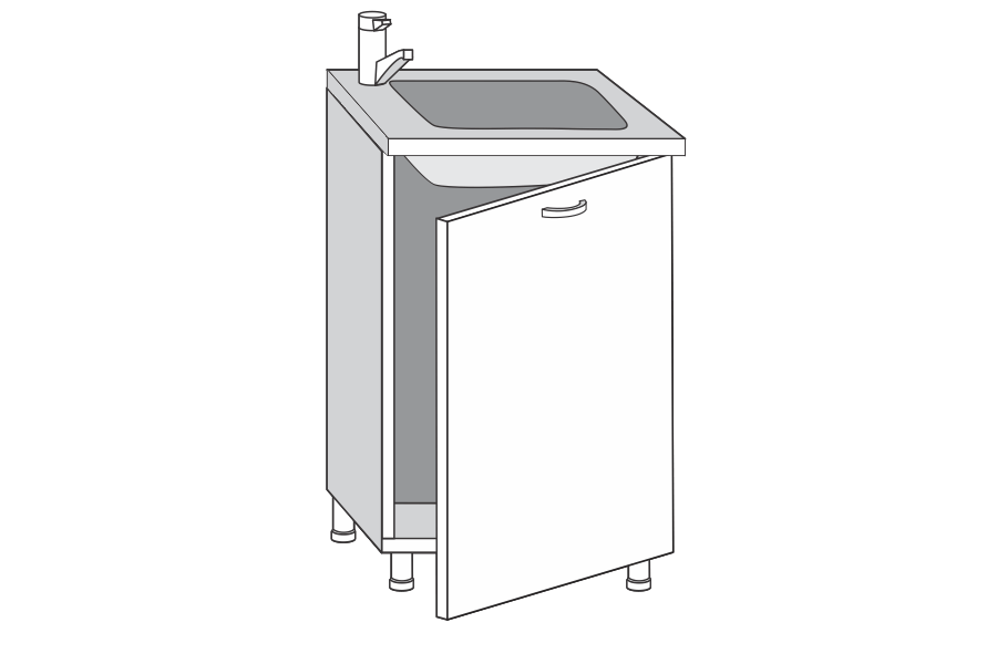 Как собрать шкаф под мойку на кухне с одной дверкой