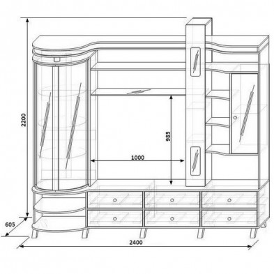 Гостиная «Орфей» шкаф комбинированный с витриной П 0364.2