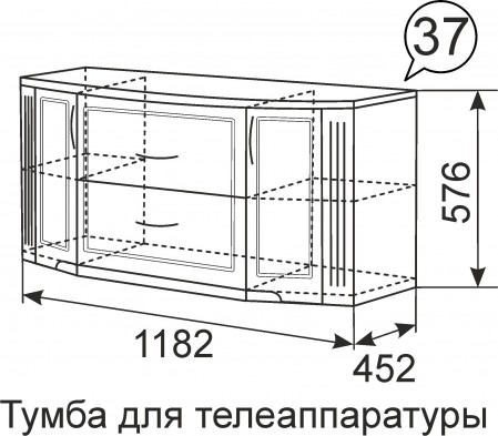 Тумба для телеаппаратуры 37 «Виктория» Белый глянец