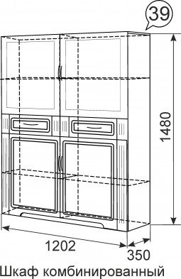 Шкаф комбинированный 39 «Виктория» Белый глянец