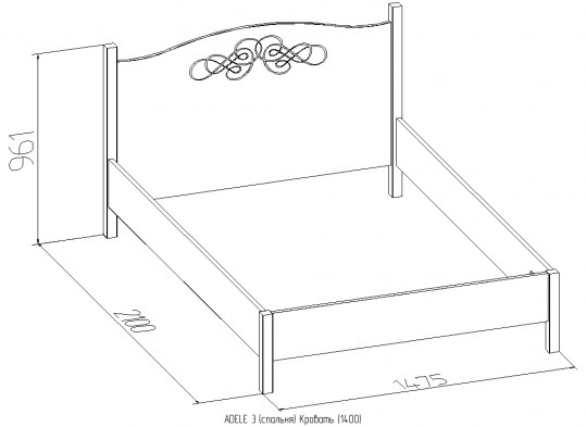 «ADELE» Кровать двуспальная + металл основание