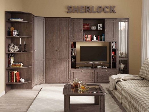 Модульная стенка в гостиную «Sherlock» Ясень анкор Темный