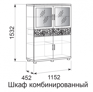 Шкаф комбинированный 25 «Ирис» Бодега светлый