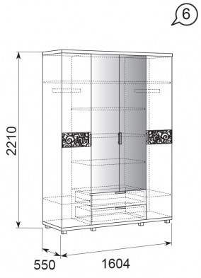 Шкаф для одежды 4-х дверный с ящиками 06 «Ирис» Бодега светлый 