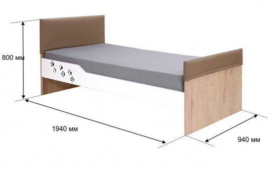 Кровать с мягкими спинками 90x190 м.31 «Хаски»