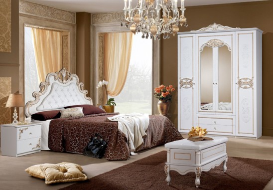 Мебель для спальни «Розалия» (Белое+золото)