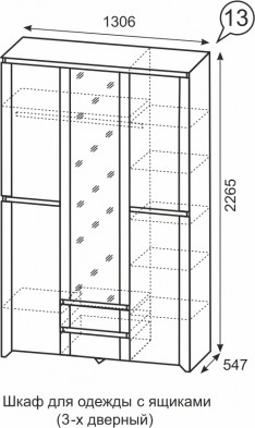 Шкаф для одежды с ящик 3-х дверный м.13 «Твист»