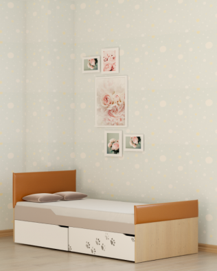Кровать с мягкими спинками 90x190 м.3 «Хаски»