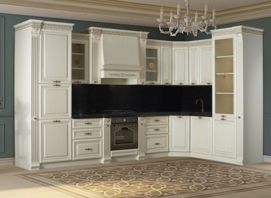 Кухонный гарнитур угловой «Берта» (белый жемчуг) 3,75*2,25м Кухонный гарнитур угловой «Берта» (белый жемчуг) 3,75*2,25м