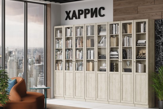 «Харрис» Библиотека Дуб Серый Craft