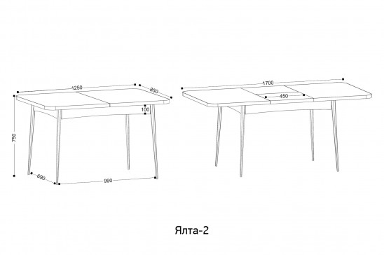 «Ялта-2» Стол раскладной (опоры массив резной) 125/170 Белый/Анкор Светлый