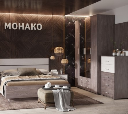 «Монако» шкаф для одежды и белья стандарт 555 ясень анкор темный «Монако» шкаф для одежды и белья стандарт 555 ясень анкор темный