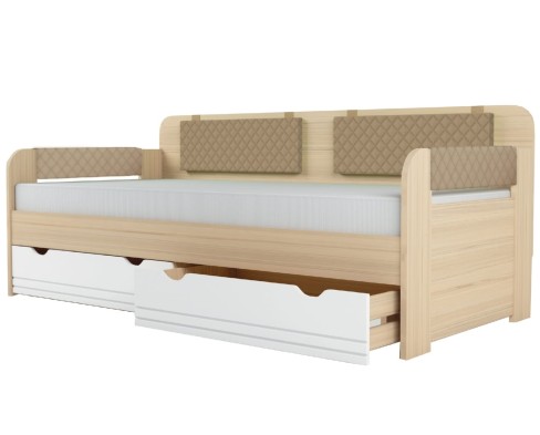 «Стиль» Кофе кровать-тахта 90x200 с подушками (бортик отдельно) №900.4 кофе