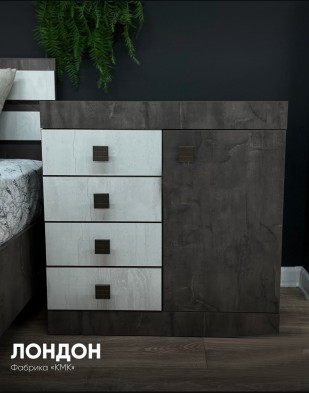 «Лондон» Комод 1Д4Я КМК 0467.13 Оникс/Битон пайн светлый