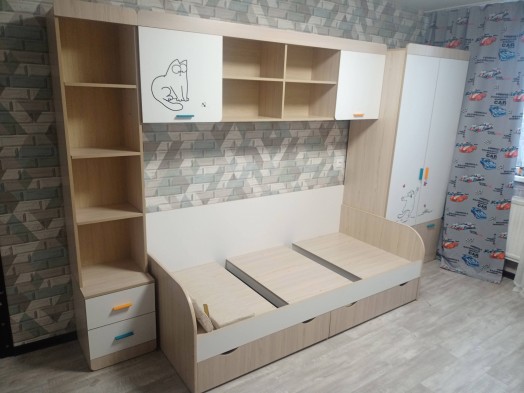 «Кот» кровать-тахта 90x200 №900.4 (с подушками, бортик отдельно) 