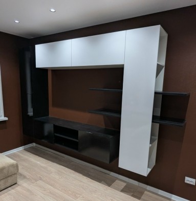 Гостиная стенка «Альда» Белый/Черный глянец