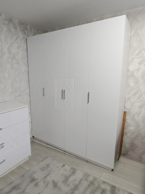 Шкаф 4-х дверный без зеркала М21 «Тиффани» Белый глянец Шкаф 4-х дверный без зеркала М21 «Тиффани» Белый глянец