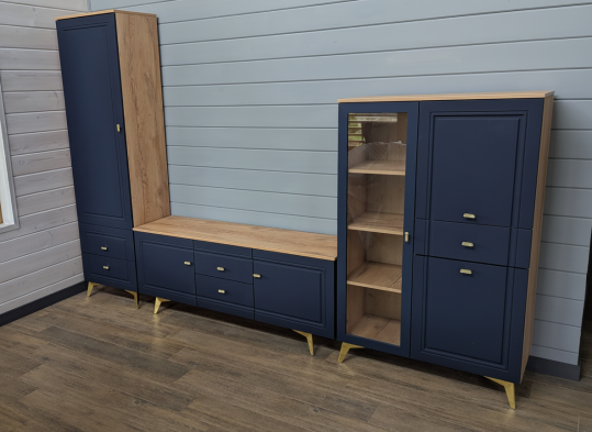 «Вега Сапфир» Шкаф низкий (1 стеклодверь) ГТ.0142.304 Темно-синий софт