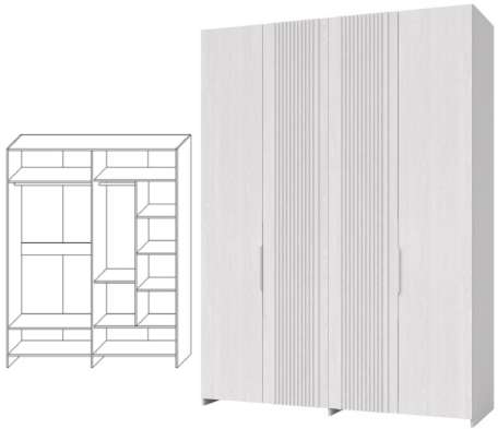 «Харди» Шкаф для одежды 4Д КМК 0965.1 Белый «Харди» Шкаф для одежды 4Д КМК 0965.1 Белый