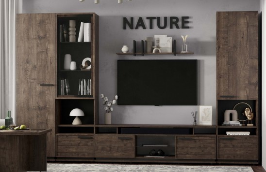 «Nature» Тумба ТВ 3 Дуб Апрель темный