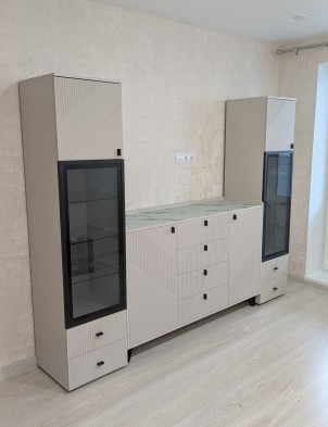 «Кашемир» Шкаф-витрина с 1-ой стеклянной дверкой и 2-мя ящиками