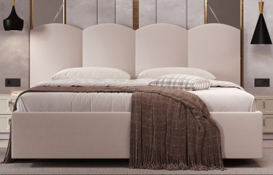 «Лион» Мягкая двуспальная кровать с ортопедическим основанием