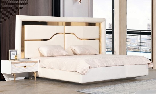 «Стиль» Модульный спальный гарнитур (белый+золото)