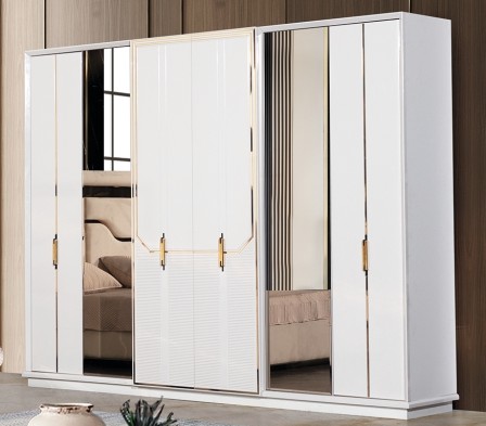 «Стиль» Модульный спальный гарнитур (белый+золото)