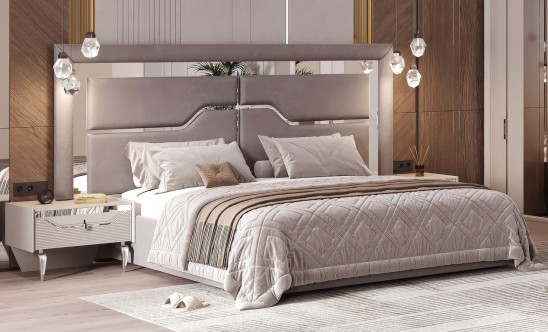 «Стиль» Модульный спальный гарнитур (белый+серебро)