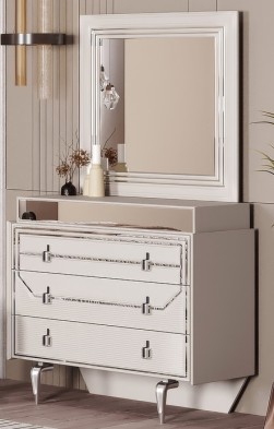 «Стиль» Модульный спальный гарнитур (белый+серебро)