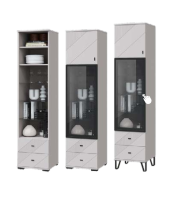 «Кашемир» Шкаф-витрина с 1-ой стеклянной дверкой и 2-мя ящиками