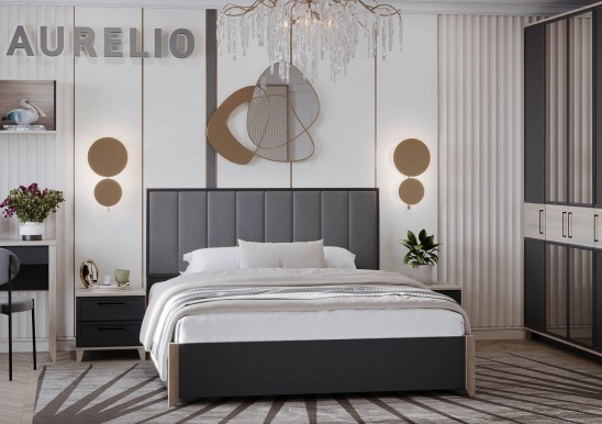 Кровать 140х200 из зала -35% с подъемным механизмом «Aurelio» Антрацит