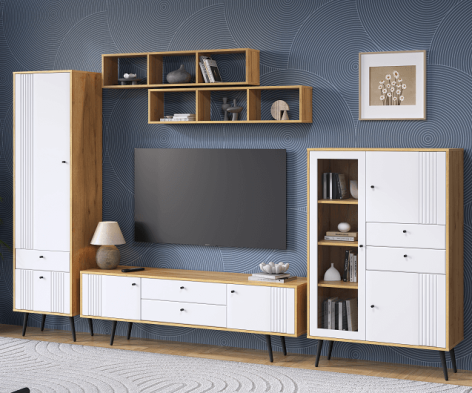 «Вега Саксония» модульная стенка в гостиную Миндаль