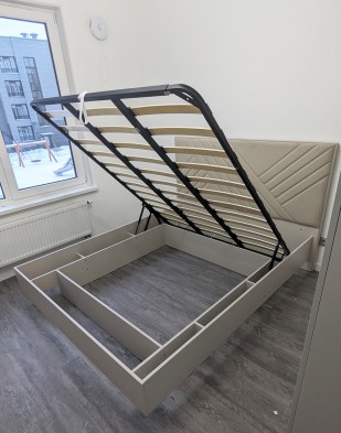 «Кашемир» Кровать с мягкой спинкой, подъемным механизмом и бельевым ящиком «Кашемир» Кровать с мягкой спинкой, подъемным механизмом и бельевым ящиком