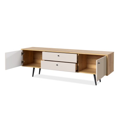 «Вега Саксония» Тумба под ТВ 1700 с ящиками Миндаль на ножках