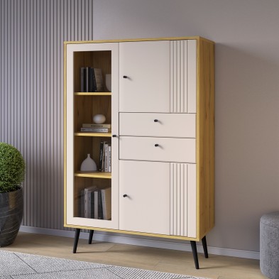 «Вега Саксония» Шкаф низкий (1 стеклодверь) Миндаль «Вега Саксония» Шкаф низкий (1 стеклодверь) Миндаль