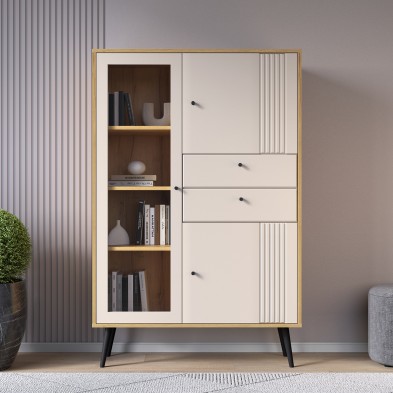 «Вега Саксония» Шкаф низкий (1 стеклодверь) Миндаль «Вега Саксония» Шкаф низкий (1 стеклодверь) Миндаль