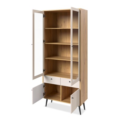 «Вега Саксония» Шкаф-витрина двухдверная Миндаль