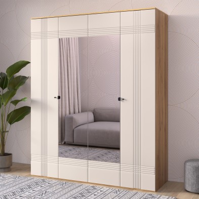 «Вега Саксония» Шкаф 4-х дверный Миндаль