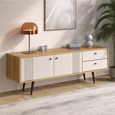 «Вега Саксония» Тумба под ТВ 1500 с ящиками Миндаль