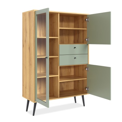 «Вега Саксония» Шкаф низкий (1 стеклодверь) Серо-зелёный «Вега Саксония» Шкаф низкий (1 стеклодверь) Серо-зелёный