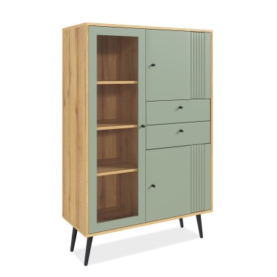 «Вега Саксония» Шкаф низкий (1 стеклодверь) Серо-зелёный «Вега Саксония» Шкаф низкий (1 стеклодверь) Серо-зелёный